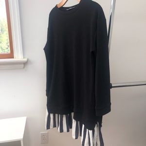 ASOS DESIGN 2 In 1 sweat dress with stripe pleated